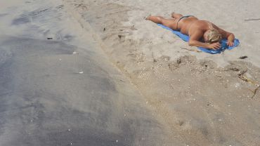 Nudist beach on the spit, Berdyansk